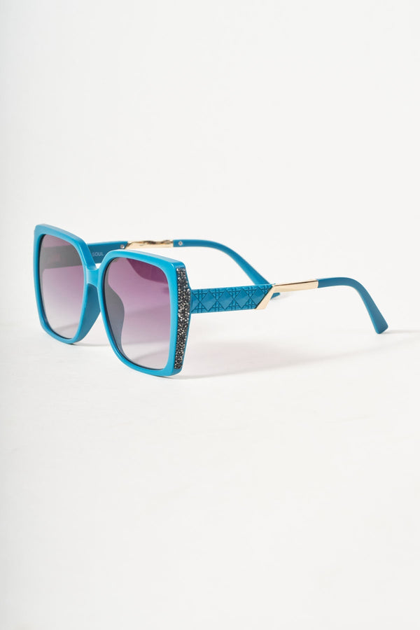 Carraig Donn Glitter Trim Teal Square Sunglasses