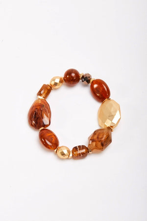 Gold and Brown Beaded Bracelet
