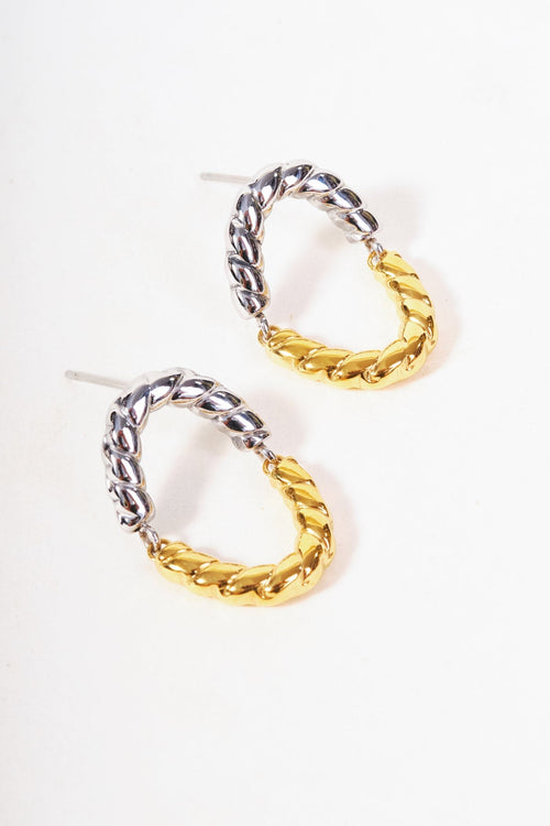 Gold and Silver Two Tone Hoop Earring