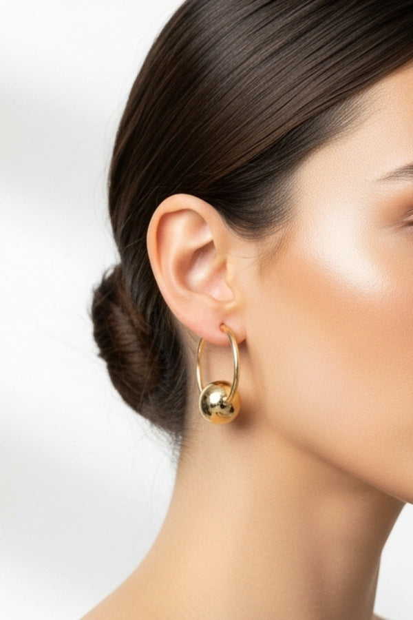 Carraig Donn Gold Ball Hoop Earrings