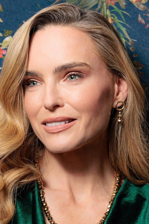 Gold Beaded Circle Drop Earrings