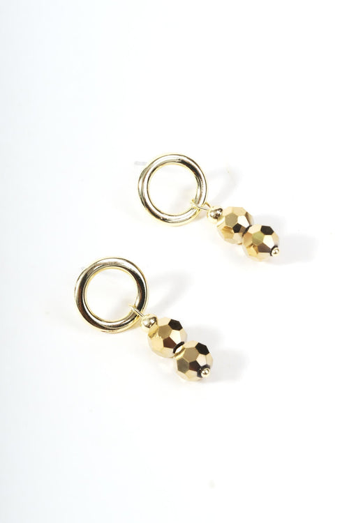 Carraig Donn Gold Beaded Circle Drop Earrings