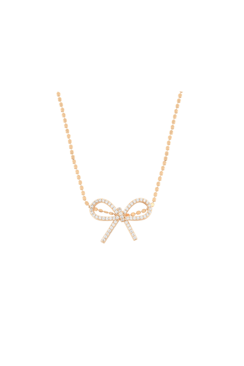 Gold Bow Ball Chain Necklace