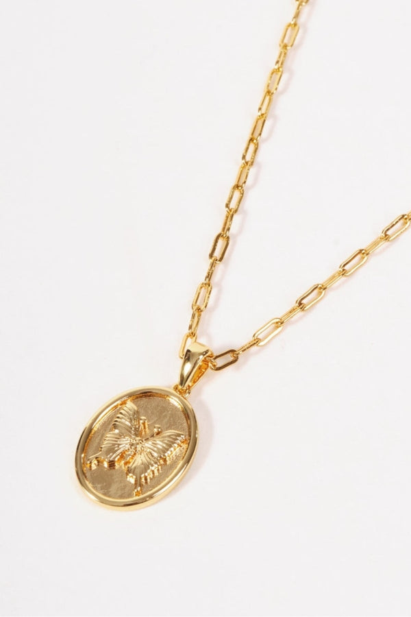 Carraig Donn Gold Butterfly Inlay Pendant Necklace