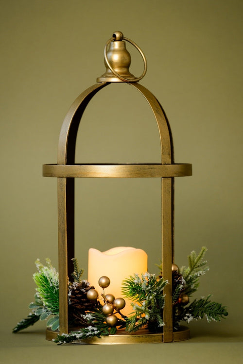 Gold Metal Cage H37cm Christmas Lantern