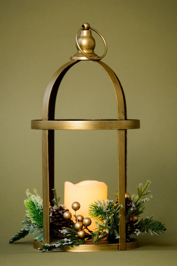 Gold Metal Cage H37cm Christmas Lantern