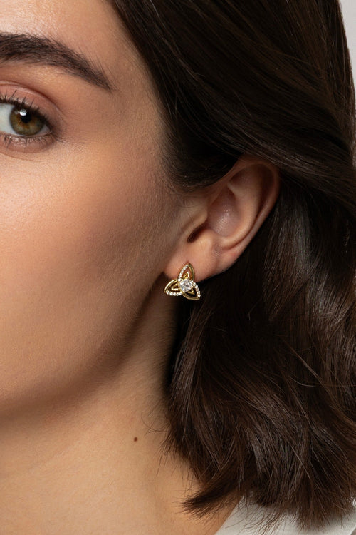 Gold Celtic Earrings With Stone