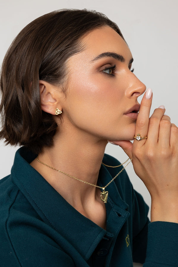 Carraig Donn Gold Celtic Knot Stud Earrings