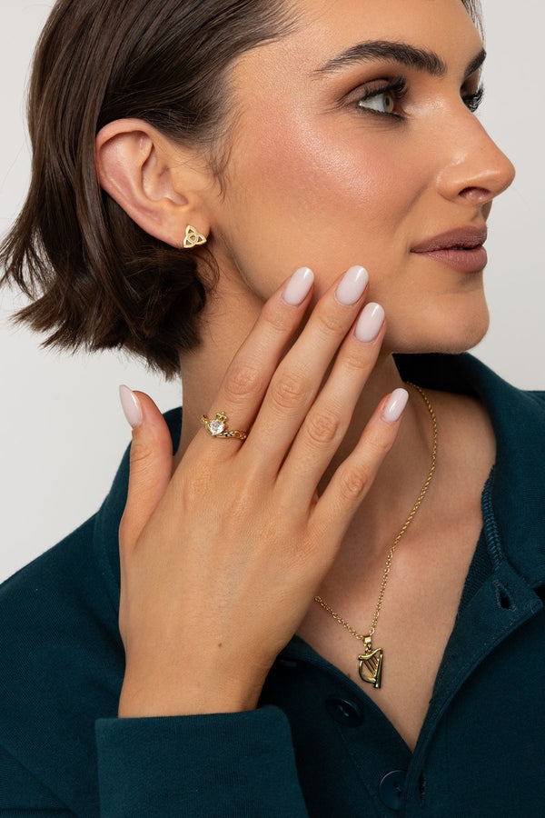 Carraig Donn Gold Celtic Knot Stud Earrings