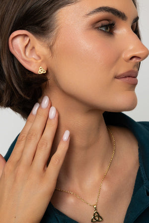 Carraig Donn Gold Celtic Knot Stud Earrings