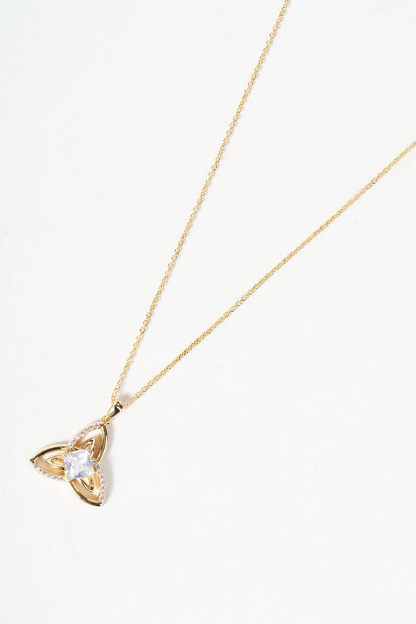 Carraig Donn Gold Celtic Pendant Necklace With Stone