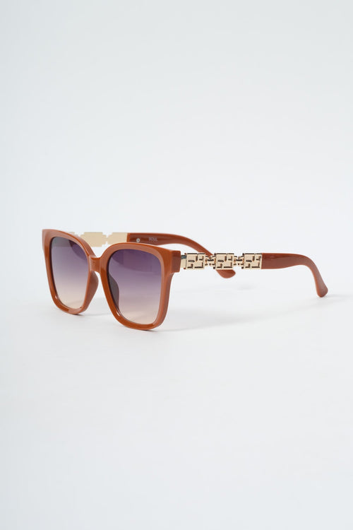 Gold Chain Detail Brown Sunglasses