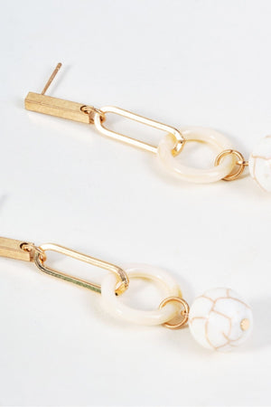 Carraig Donn Gold Circle & Stone Drop Earrings