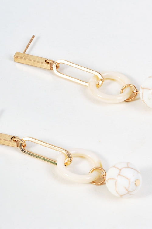 Carraig Donn Gold Circle & Stone Drop Earrings