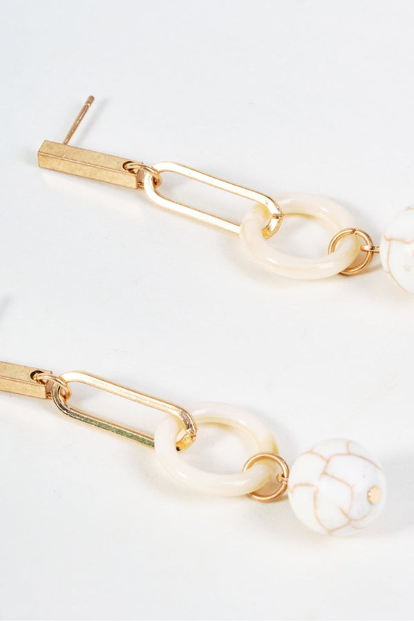 Carraig Donn Gold Circle & Stone Drop Earrings