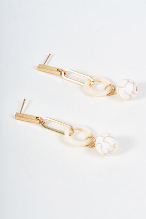 Carraig Donn Gold Circle & Stone Drop Earrings