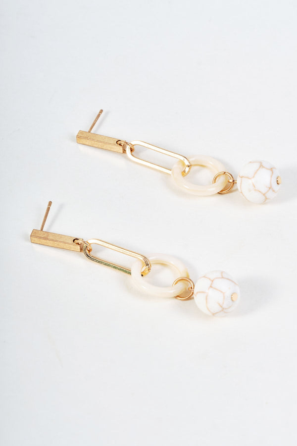 Carraig Donn Gold Circle & Stone Drop Earrings