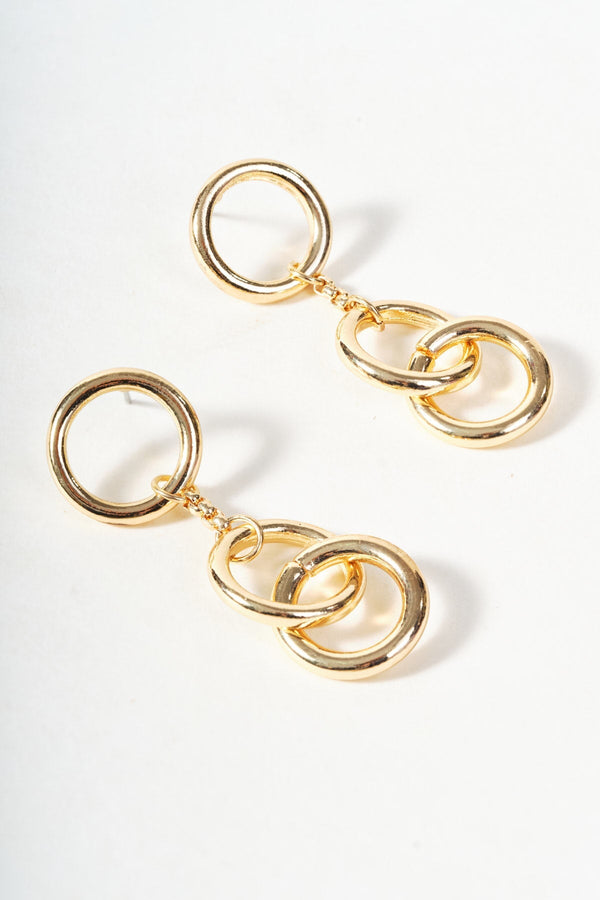 Carraig Donn Gold Circles Drop Earrings