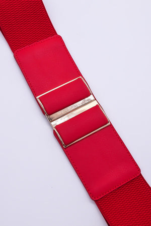 Gold Clasp Elastic Belt in Red