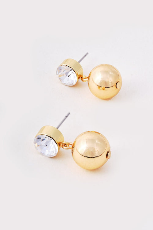 Carraig Donn Gold Clear Stone Drop Earrings