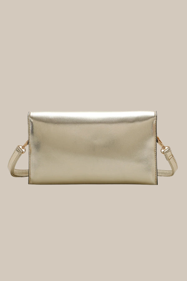 Carraig Donn Gold Clutch Bag With Buckle Detail