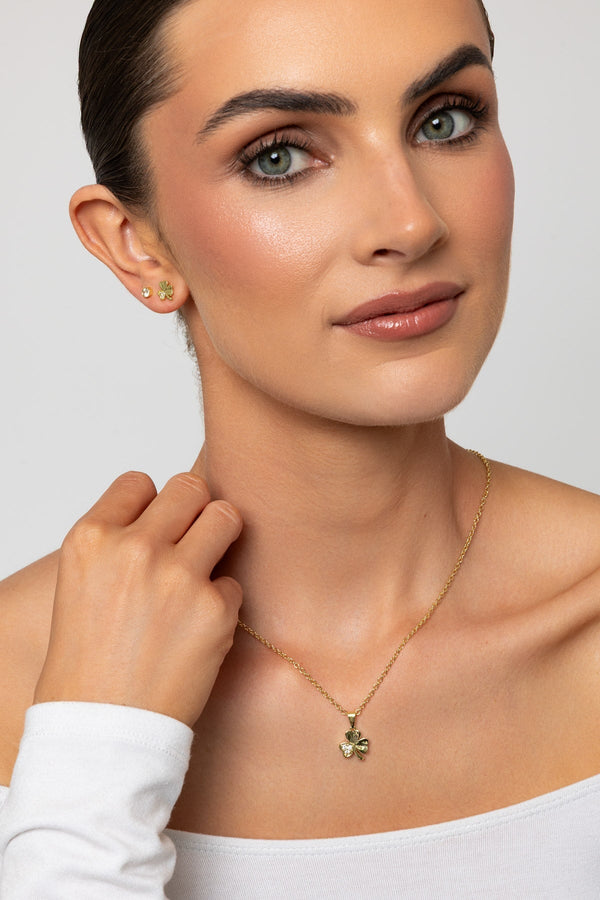 Carraig Donn Gold Diamante Shamrock Pendant Necklace