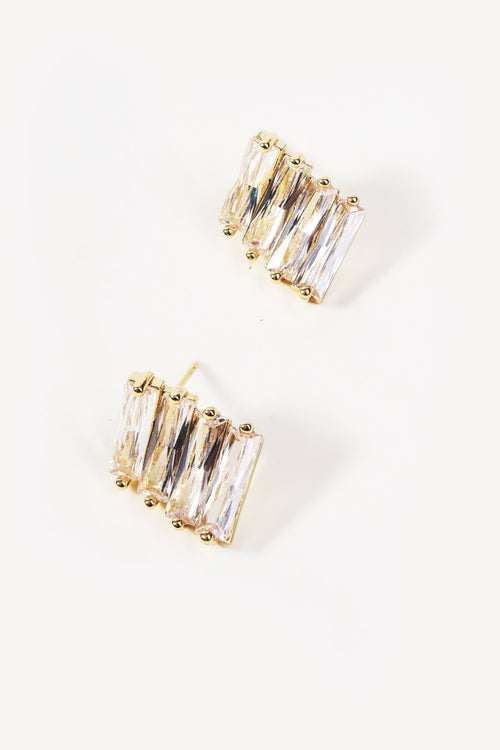 Gold Diamante Stud Earrings