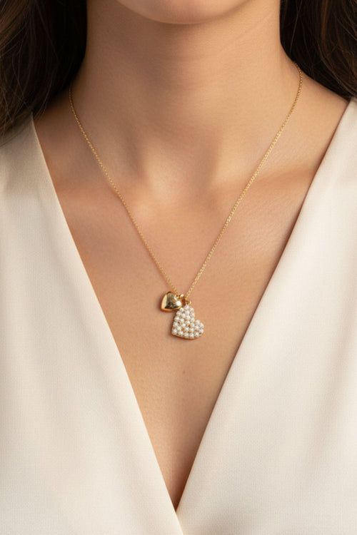 Gold Double Heart Necklace