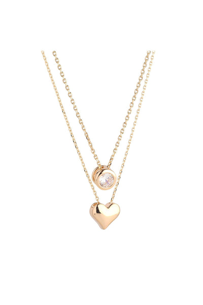 Carraig Donn Gold Duo Heart & Solitaire Necklace