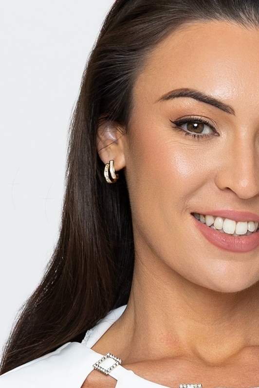 Carraig Donn Gold Earrings With Crystal Stones