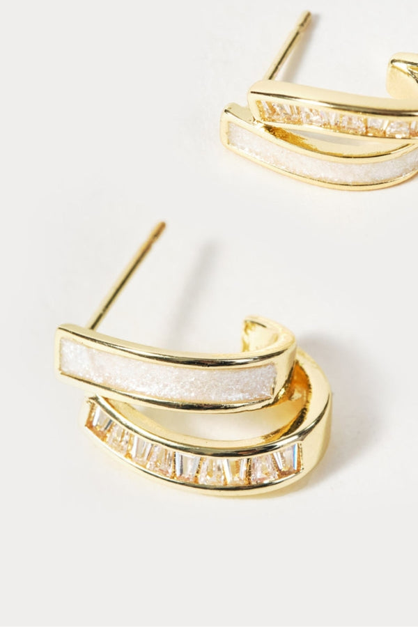 Carraig Donn Gold Earrings With Crystal Stones