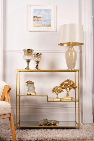 Carraig Donn Gold Finish Jane Low Bookcase