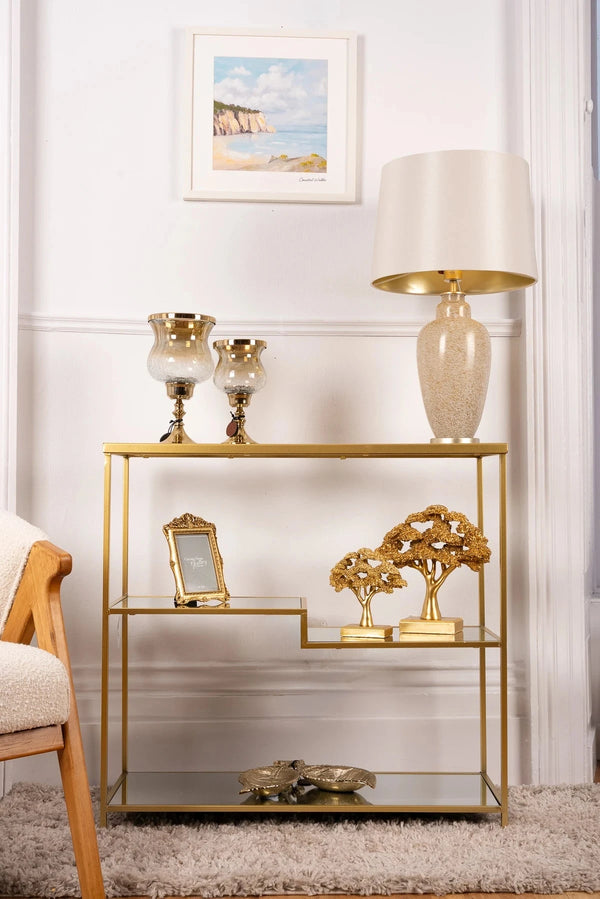 Carraig Donn Gold Finish Jane Low Bookcase