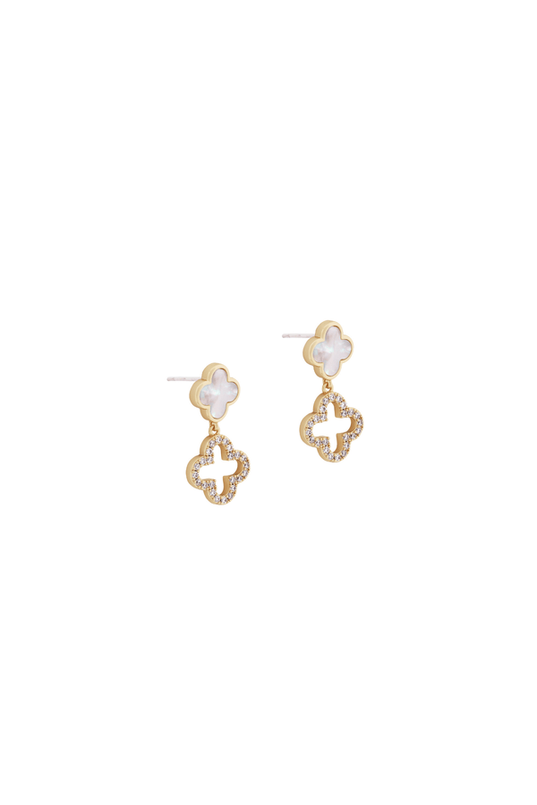 Carraig Donn Gold Fleur Double Drop Earrings