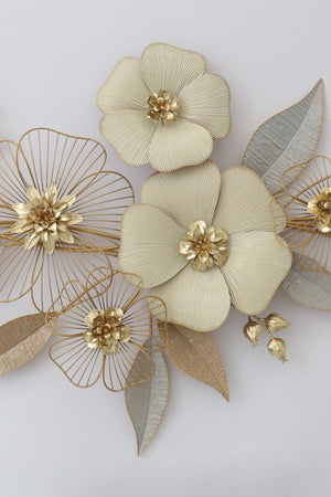Carraig Donn Gold Floral and Leaf Metal Wall Art