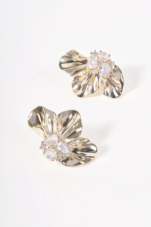 Carraig Donn Gold Flower Embellished Stud Earrings