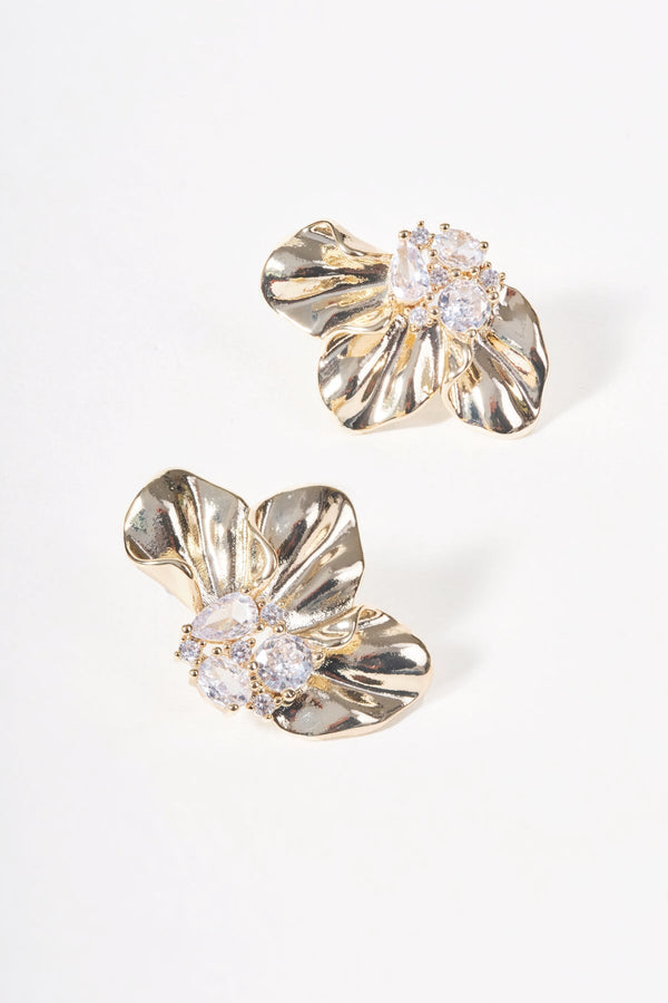 Carraig Donn Gold Flower Embellished Stud Earrings