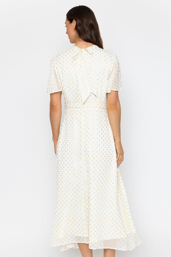 Carraig Donn Gold Foil Polka Dot Dress Cream