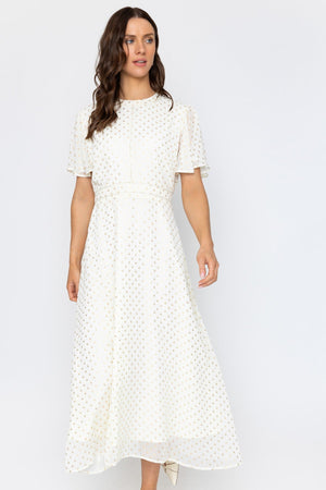 Carraig Donn Gold Foil Polka Dot Dress Cream