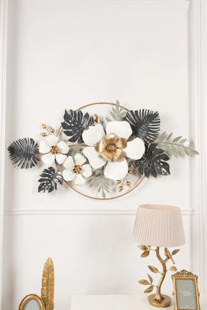 Carraig Donn Gold & Green Floral Metal Wall Art