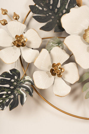 Carraig Donn Gold & Green Floral Metal Wall Art