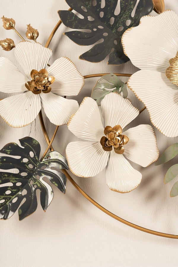 Carraig Donn Gold & Green Floral Metal Wall Art