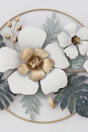 Carraig Donn Gold & Green Floral Metal Wall Art