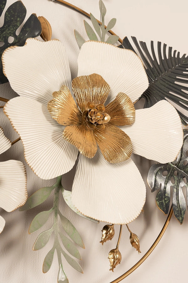 Carraig Donn Gold & Green Floral Metal Wall Art