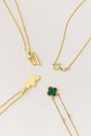 Carraig Donn Gold Harp Pendant Necklace