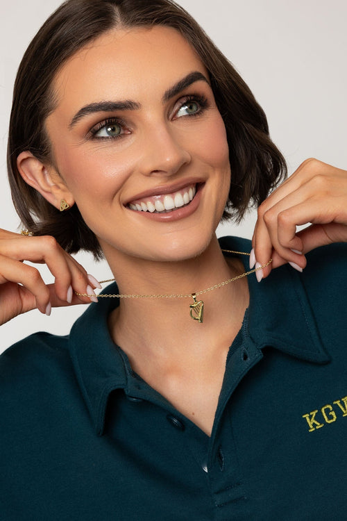 Carraig Donn Gold Harp Pendant Necklace