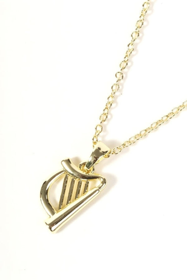 Carraig Donn Gold Harp Pendant Necklace