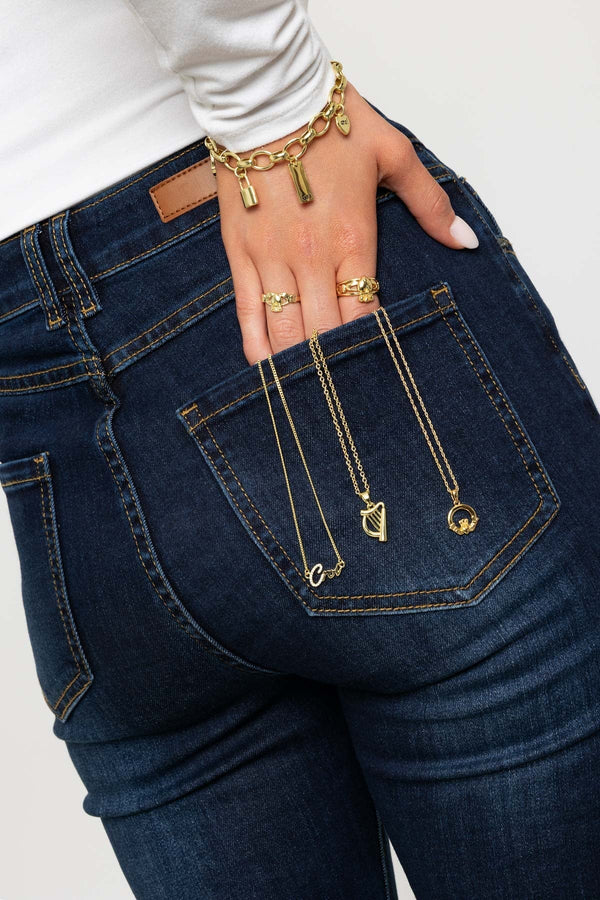 Carraig Donn Gold Harp Pendant Necklace