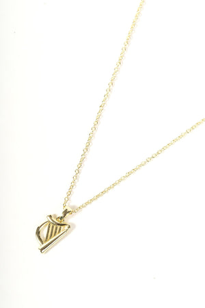 Carraig Donn Gold Harp Pendant Necklace