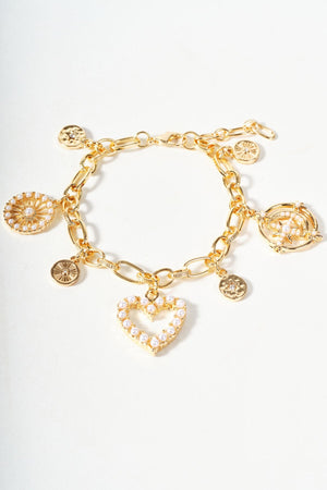 Carraig Donn Gold Heart Charm Bracelet